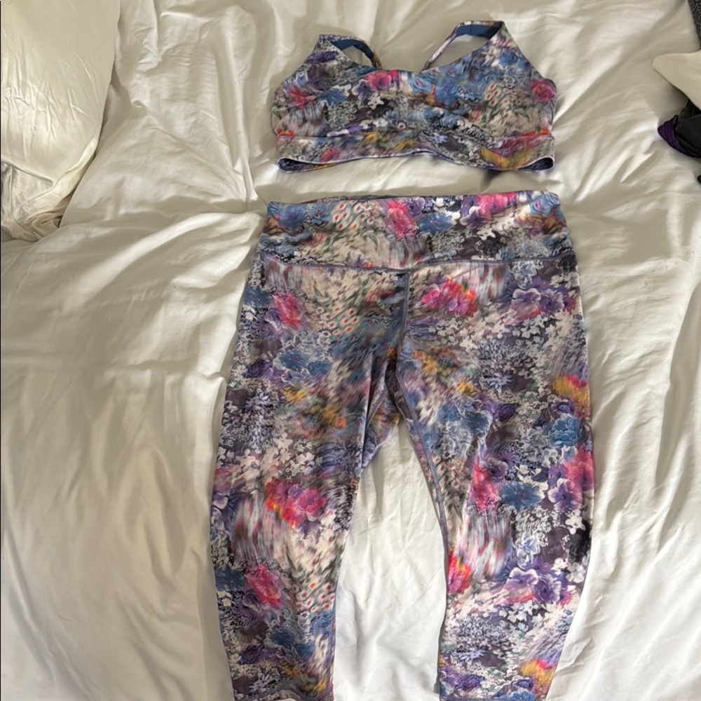 Athleta Purple and Pink High-Waist Leggings